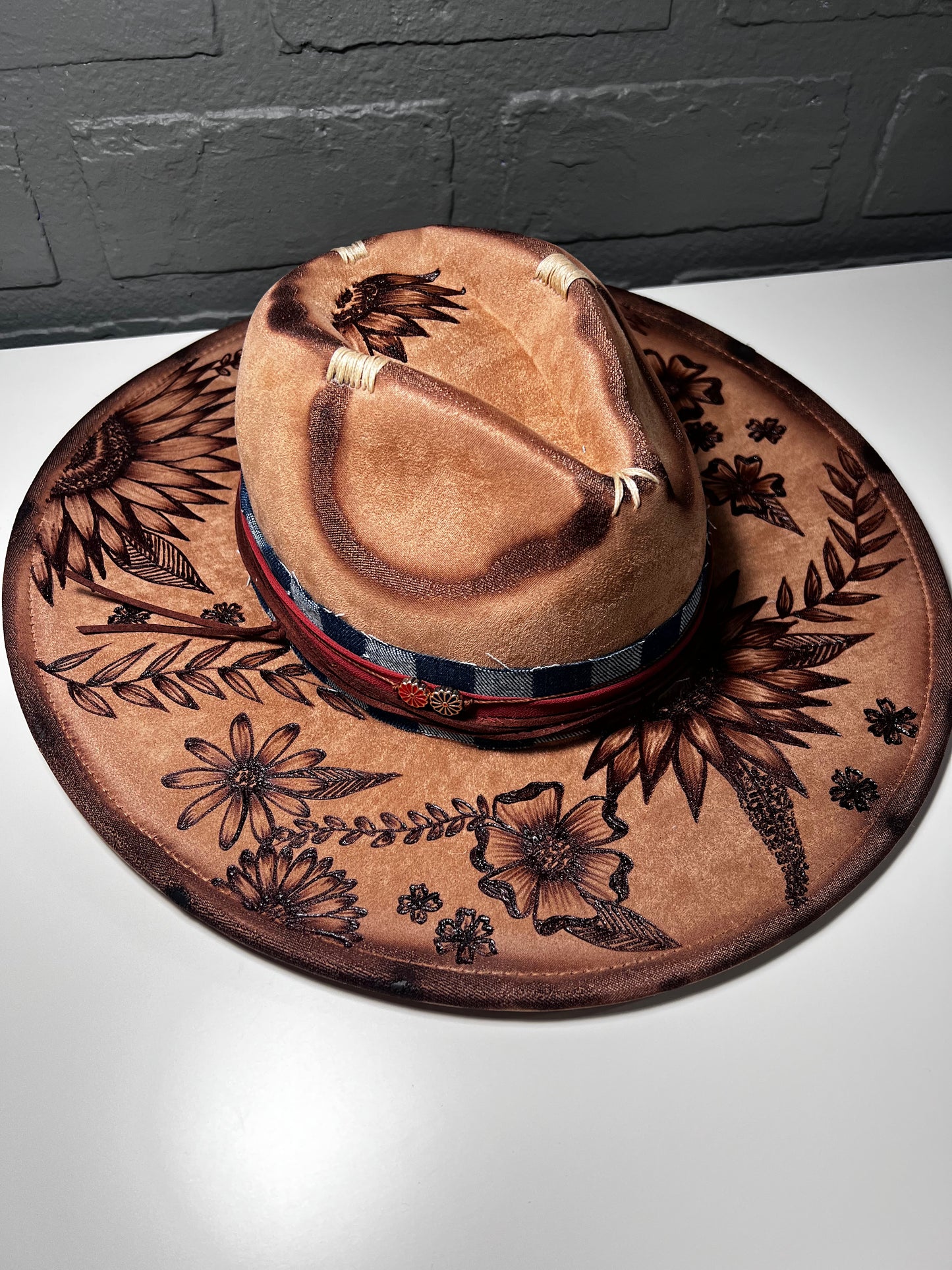 Hand-burned cowboy hat