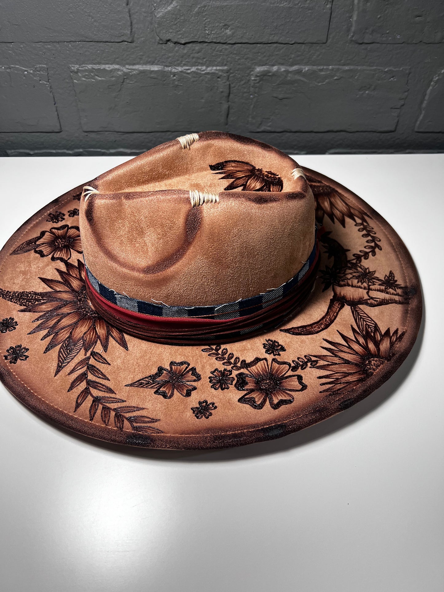 Hand-burned cowboy hat